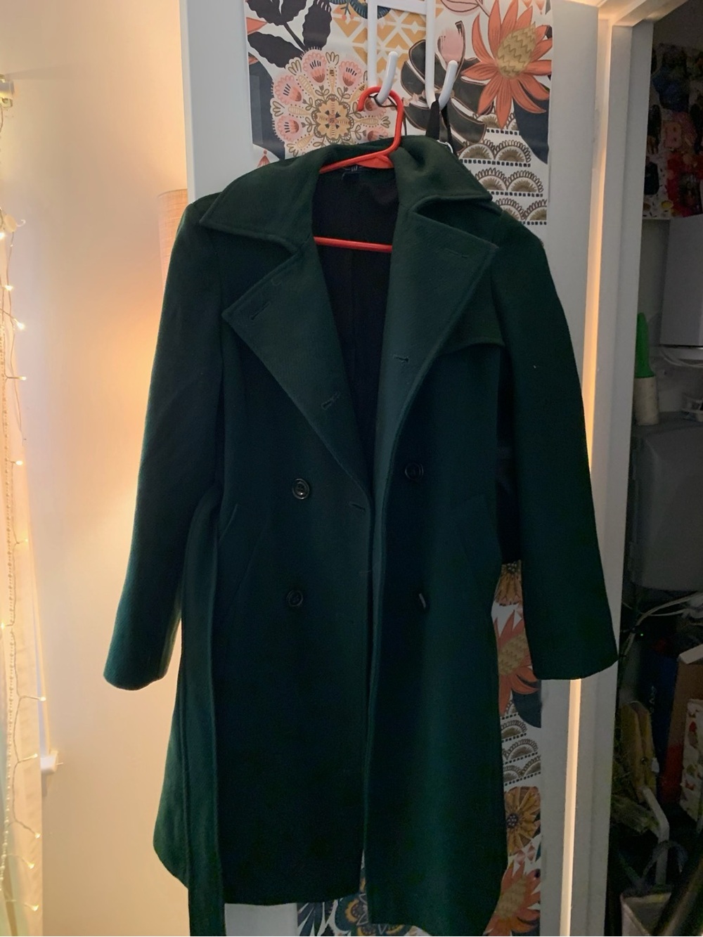 GAP Dark Green Double-Breasted Wool Pea Coat